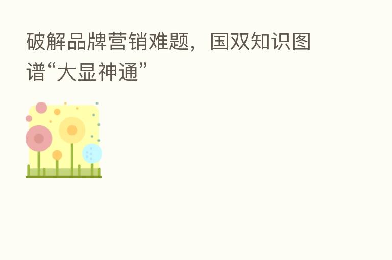 破解品牌营销难题，国双知识图谱“大显神通”