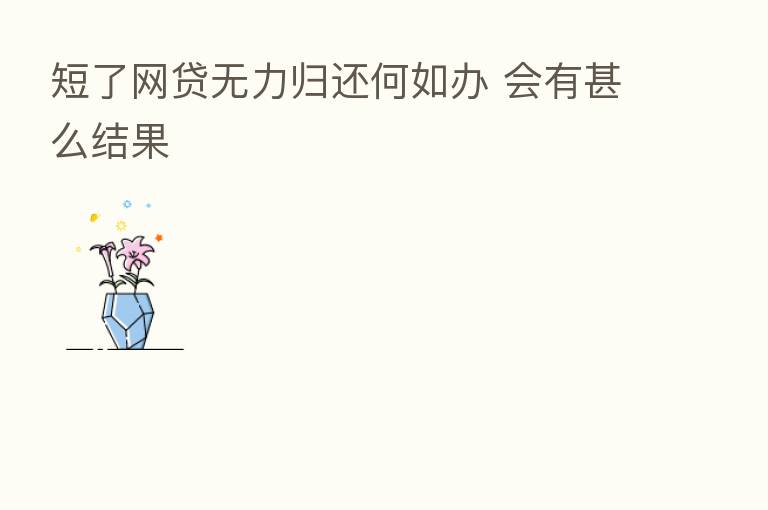 短了网贷无力归还何如办 会有甚么结果