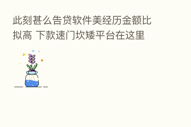 此刻甚么告贷软件美经历金额比拟高 下款速门坎矮平台在这里