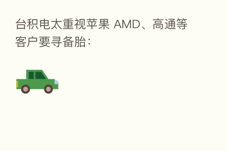 台积电太重视苹果 AMD、高通等客户要寻备胎: