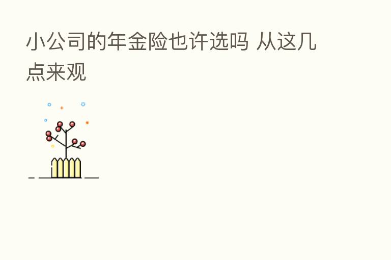 小公司的年金险也许选吗 从这几点来观
