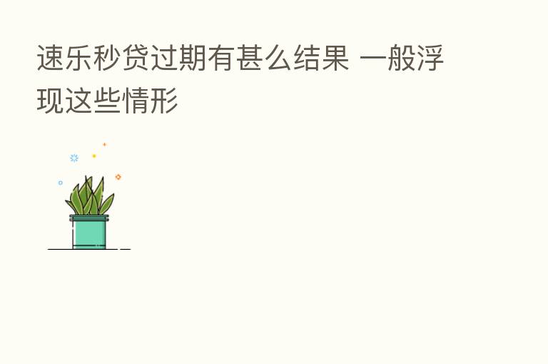 速乐秒贷过期有甚么结果 一般浮现这些情形