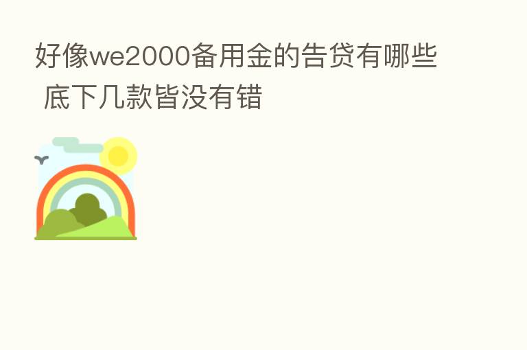 好像we2000备用金的告贷有哪些 底下几款皆没有错