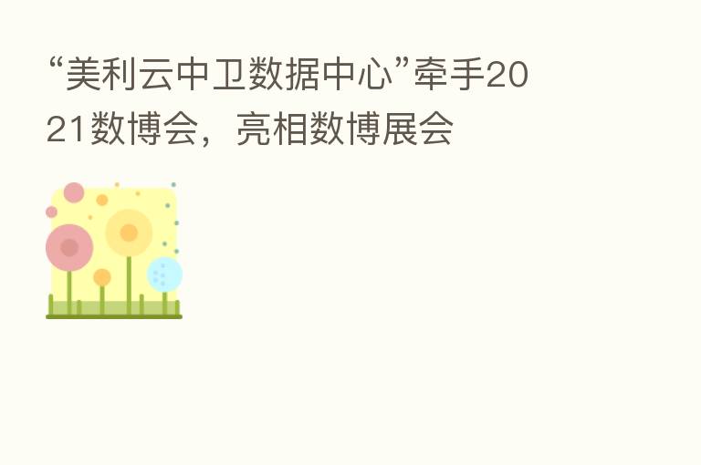 “美利云中卫数据中心”牵手2021数博会,亮相数博展会
