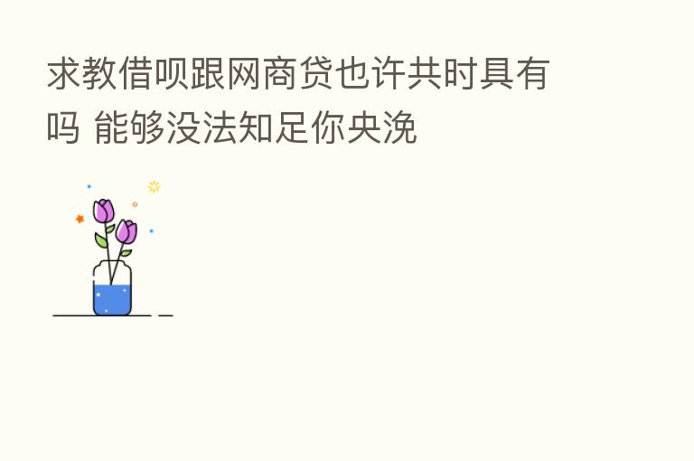 求教借呗跟网商贷也许共时具有吗 能够没法知足你央浼