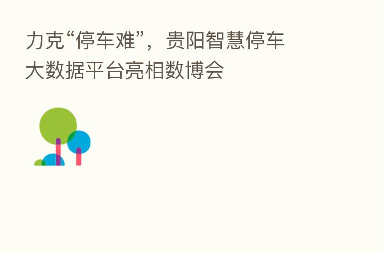 力克“停车难”,贵阳智慧停车大数据平台亮相数博会