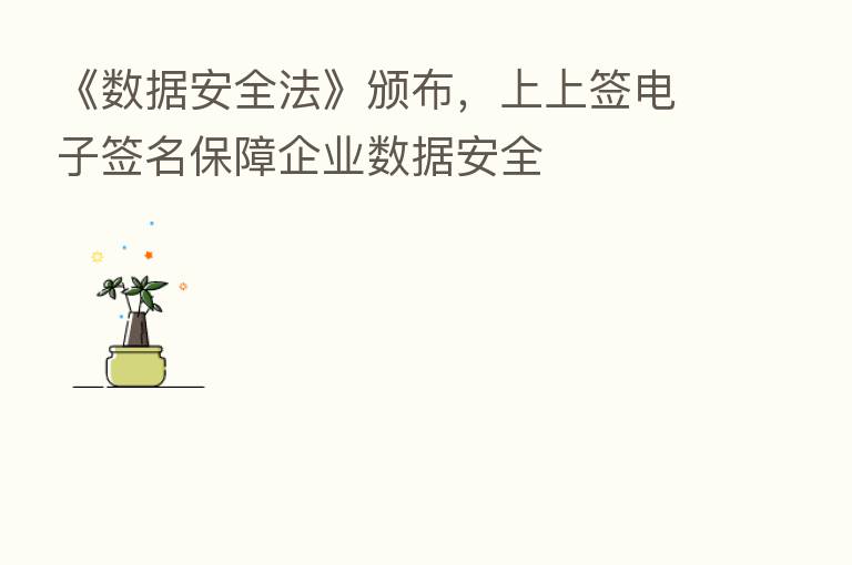 《数据安全法》颁布,上上签电子签名保障企业数据安全