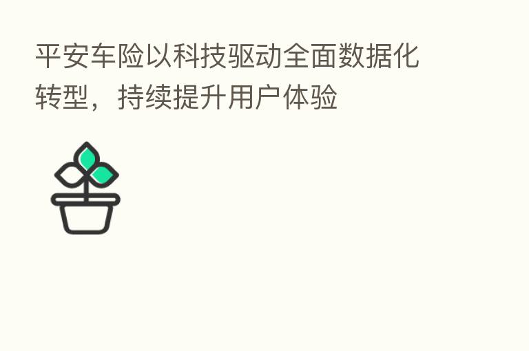 平安车险以科技驱动全面数据化转型，持续提升用户体验
