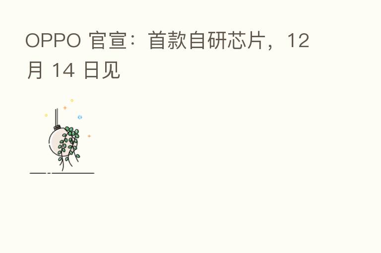 OPPO 官宣：首款自研芯片，12 月 14 日见