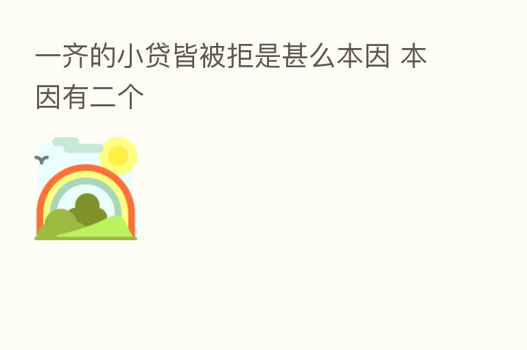 一齐的小贷皆被拒是甚么本因 本因有二个
