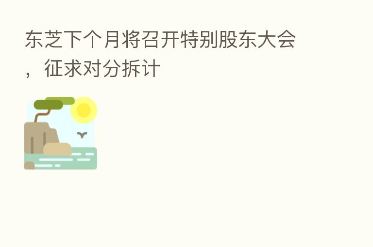 东芝下个月将召开特别股东大会,征求对分拆计