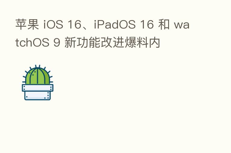 苹果 iOS 16、iPadOS 16 和 watchOS 9 新功能改进爆料内