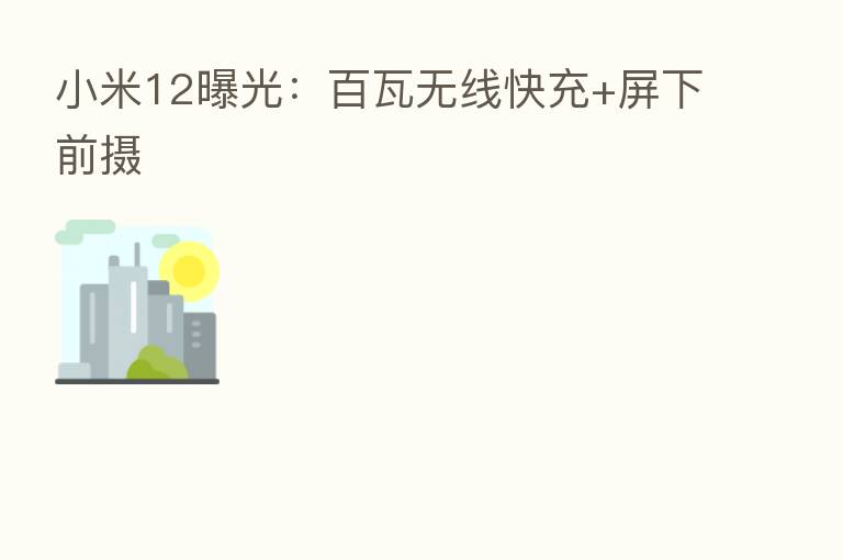 小米12曝光:百瓦无线快充+屏下前摄