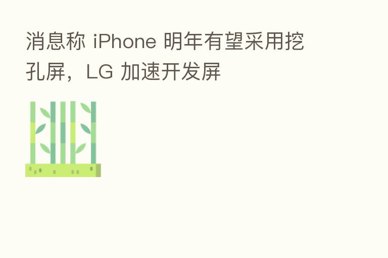 消息称 iPhone 明年有望采用挖孔屏,LG 加速开发屏