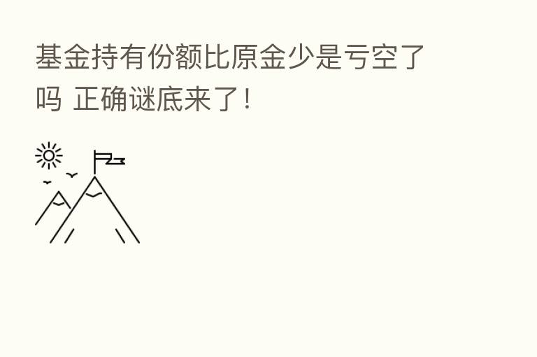 基金持有份额比原金少是亏空了吗 正确谜底来了!