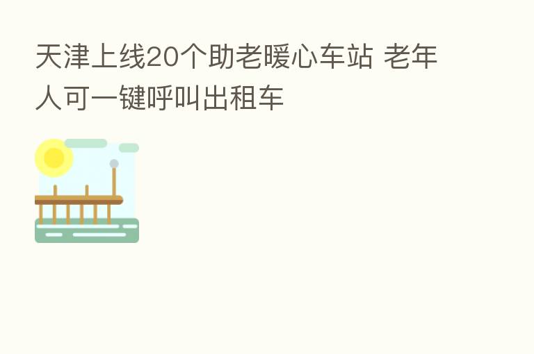 天津上线20个助老暖心车站 老年人可一键呼叫出租车