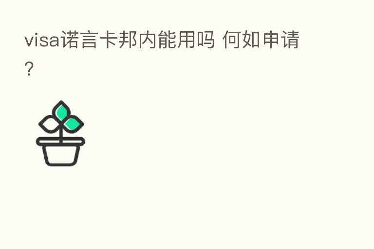 visa诺言卡邦内能用吗 何如申请？