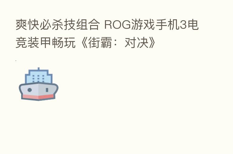 爽快必   技组合 ROG游戏手机3电竞装甲畅玩《街霸：对决》