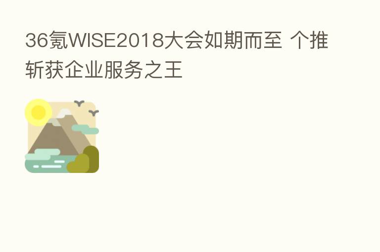 36氪WISE2018大会如期而至 个推斩获企业服务之王