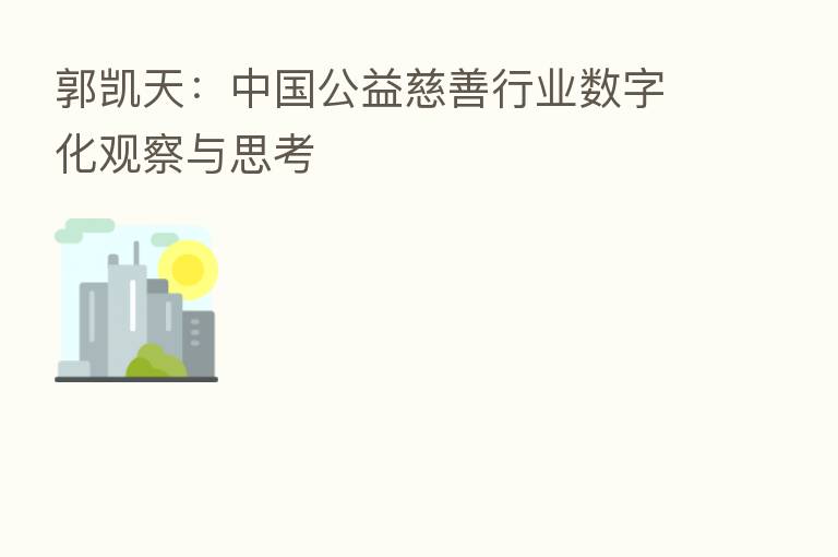 郭凯天:中国公益慈善行业数字化观察与思考