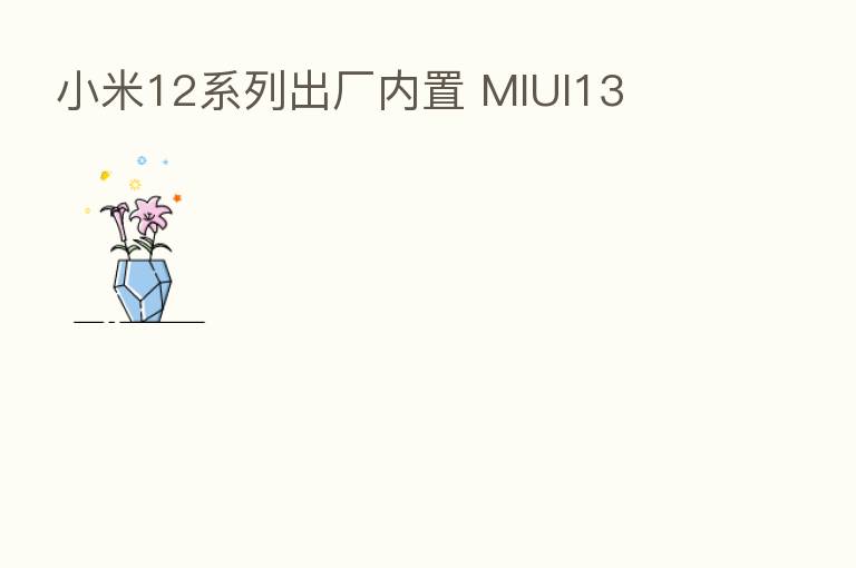 小米12系列出厂内置 MIUI13
