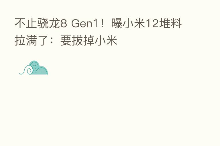不止骁龙8 Gen1！曝小米12堆料拉满了：要拔掉小米
