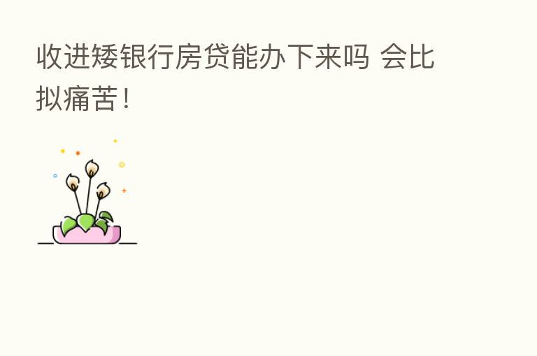 收进矮银行房贷能办下来吗 会比拟痛苦！