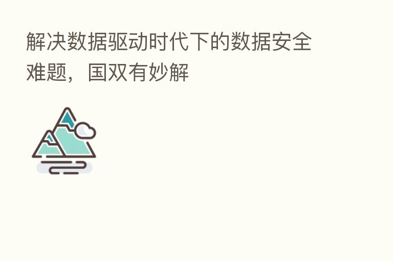 解决数据驱动时代下的数据安全难题，国双有妙解