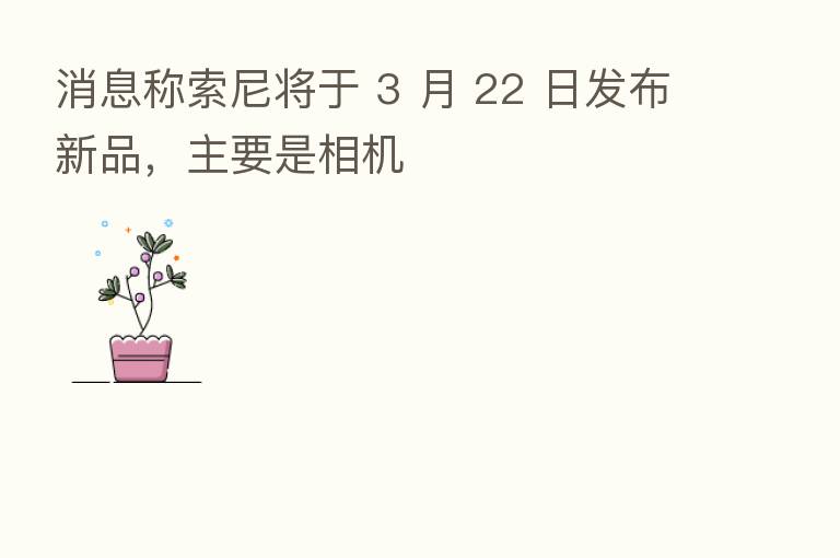 消息称索尼将于 3 月 22 日发布新品，主要是相机