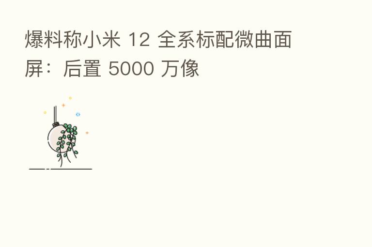 爆料称小米 12 全系标配微曲面屏：后置 5000 万像