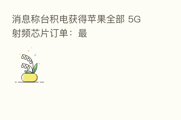 消息称台积电获得苹果全部 5G 射频芯片订单：   