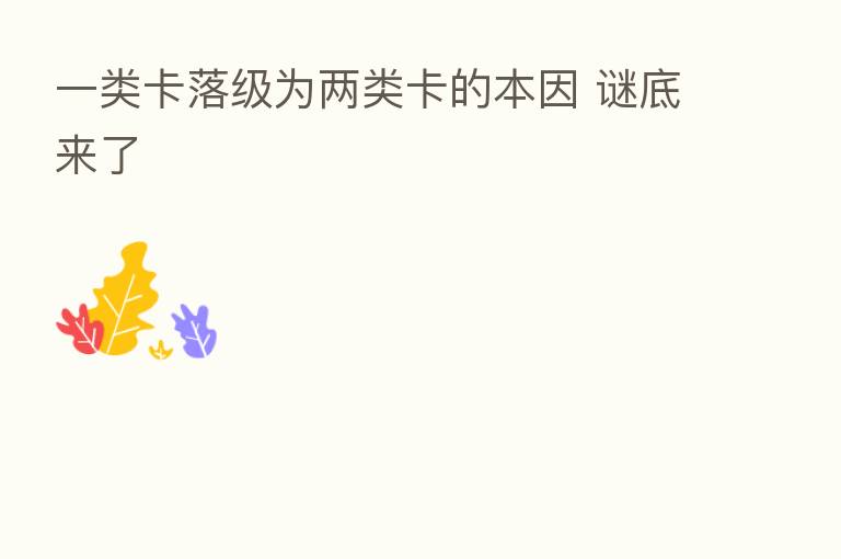 一类卡落级为两类卡的本因 谜底来了