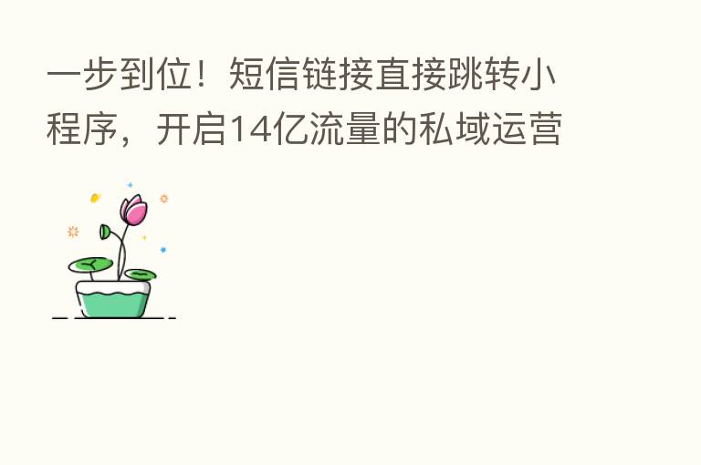 一步到位！短信链接直接跳转小程序，开启14亿流量的私域运营时代