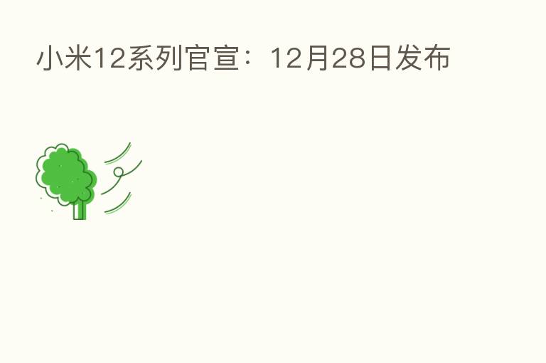 小米12系列官宣：12月28日发布