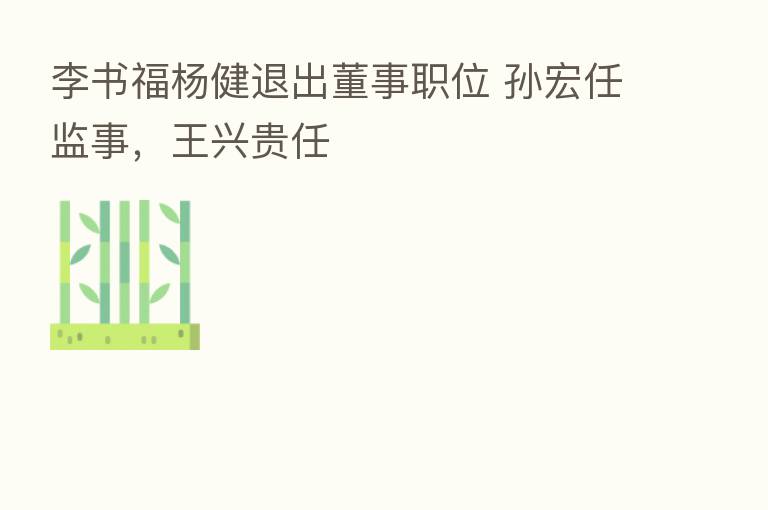 李书福杨健退出董事职位 孙宏任监事，王兴贵任