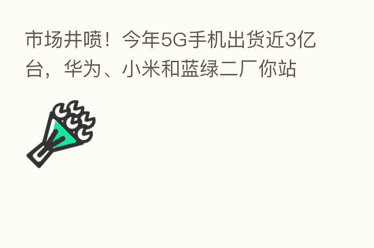 市场井喷！今年5G手机出货近3亿台，华为、小米和蓝绿二厂你站哪家？