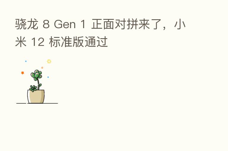骁龙 8 Gen 1 正面对拼来了，小米 12 标准版通过