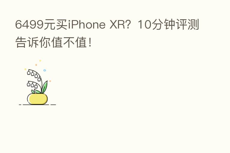 6499元买iPhone XR？10分钟评测告诉你值不值！