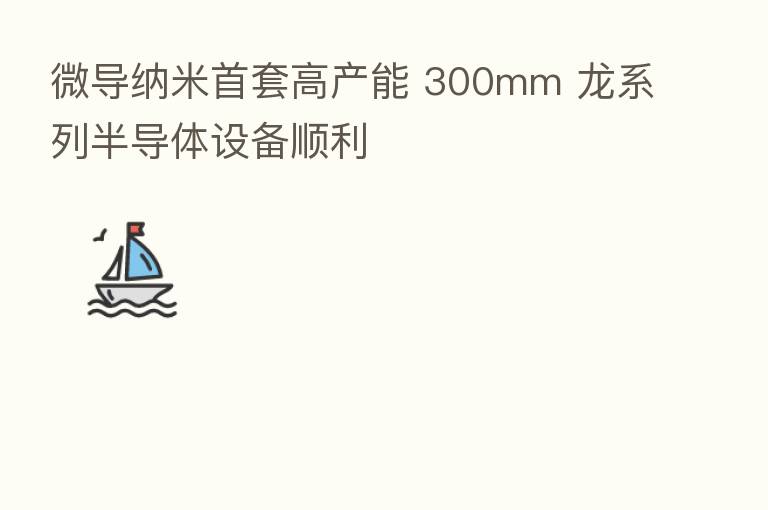 微导纳米首套高产能 300mm 龙系列半导体设备顺利