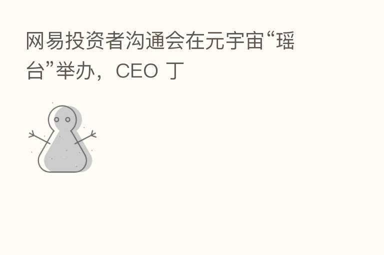 网易投资者沟通会在元宇宙“瑶台”举办，CEO 丁
