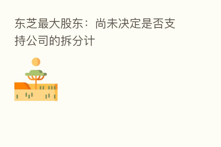 东芝 大股东:尚未决定是否支持公司的拆分计