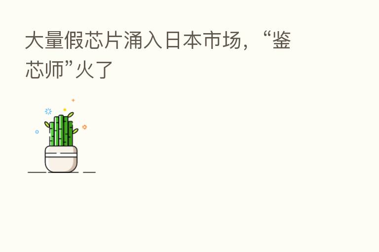 大量假芯片涌入日本市场,“鉴芯师”火了