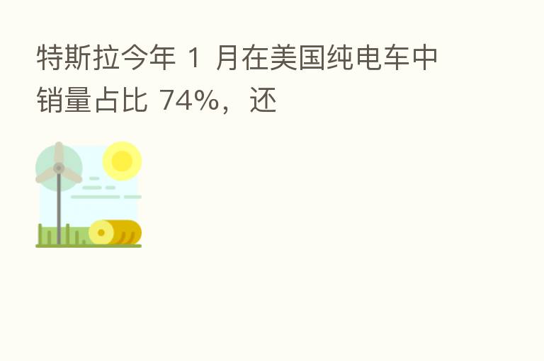 特斯拉今年 1 月在美国纯电车中销量占比 74%,还