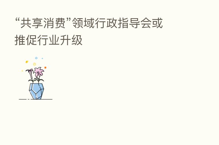 “共享消费”领域行政指导会或推促行业升级