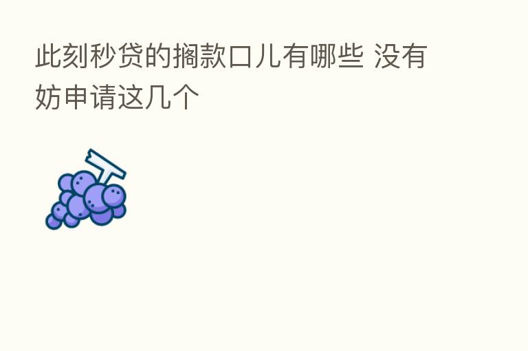 此刻秒贷的搁款口儿有哪些 没有妨申请这几个