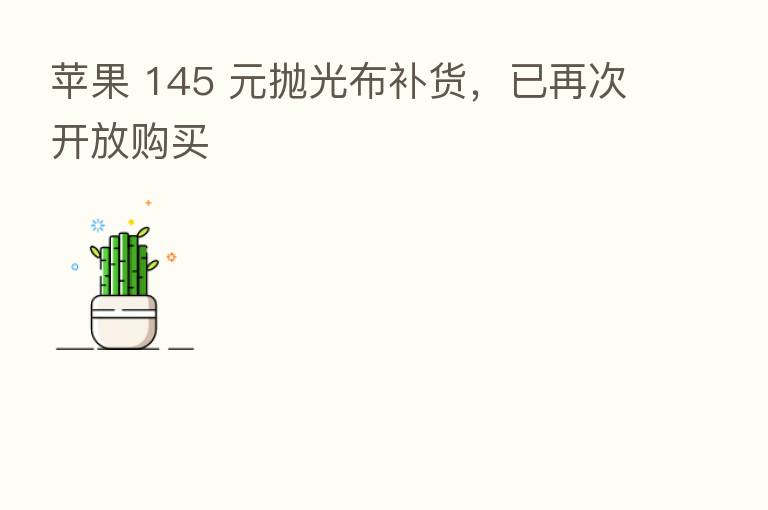 苹果 145 元抛光布补货，已再次开放购买