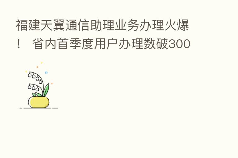 福建天翼通信助理业务办理火爆！ 省内首季度用户办理数破30000