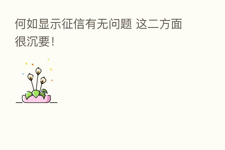 何如显示征信有无问题 这二方面很沉要!