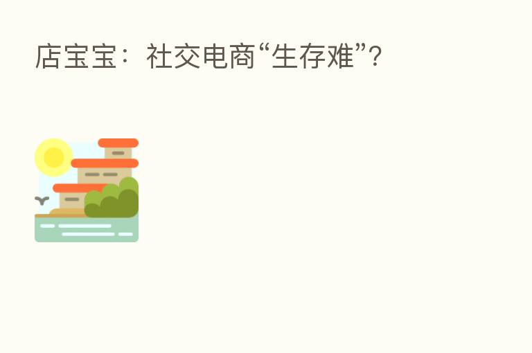 店宝宝：社交电商“生存难”？