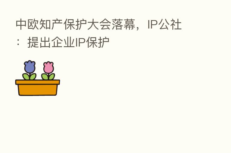 中欧知产保护大会落幕,IP公社:提出企业IP保护